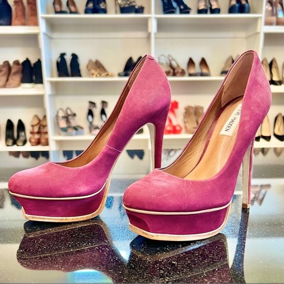 Steve Madden Kiss Layered Platform Plum Purple Heels Dual
Leather Sole Wine Red - Picture 2 of 6
